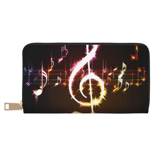 JKLQWC Musiknoten-bedruckte lange Geldbörse für Damen und Herren, lustige PU-Leder-Geldbörse mit Münzgeldbörse und Kartenhalter, weiß, Einheitsgröße, Modern von JKLQWC