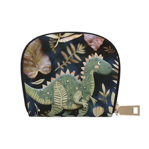 JKLQWC Niedliche Dinosaurier-bedruckte Kartenhülle für Damen und Herren, niedliches Reißverschluss-Kartenetui, Mini-Münzgeldbörse mit 12 Kartenfächern, weiß, Einheitsgröße, Münztasche von JKLQWC