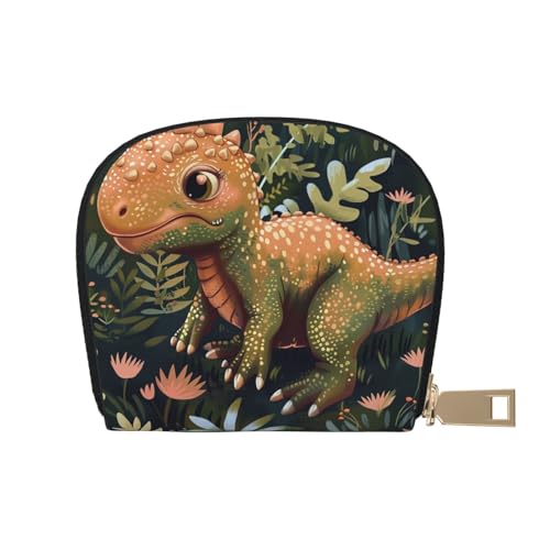 JKLQWC Niedliche Dinosaurier-bedruckte Kreditkartenetui für Damen und Herren, niedliches Reißverschluss-Kartenetui, Mini-Münzgeldbörse mit 12 Kartenfächern, weiß, Einheitsgröße, Modern von JKLQWC