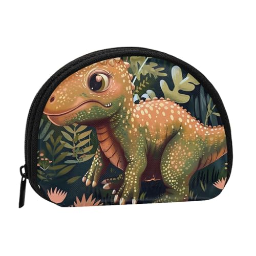 JKLQWC Niedliche Dinosaurier-bedruckte Münzbörse für Damen, niedlich, kleine Kleingeldbörse, Mini-Münzgeldbörse, Beutel mit Reißverschluss, Schwarz , Einheitsgröße, Modern von JKLQWC