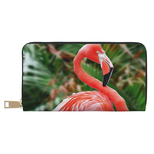 JKLQWC Niedliche Flamingo-bedruckte lange Geldbörse für Damen und Herren, lustige PU-Leder-Geldbörse mit Münzgeldbörse und Kartenhalter, weiß, Einheitsgröße, Modern von JKLQWC