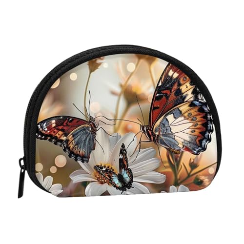 JKLQWC Niedliche Geldbörse mit Schmetterlings-Blumen für Damen, niedlich, kleine Kleingeldbörse, Mini-Münzgeldbörse, Beutel mit Reißverschluss, Schwarz , Einheitsgröße, Modern von JKLQWC
