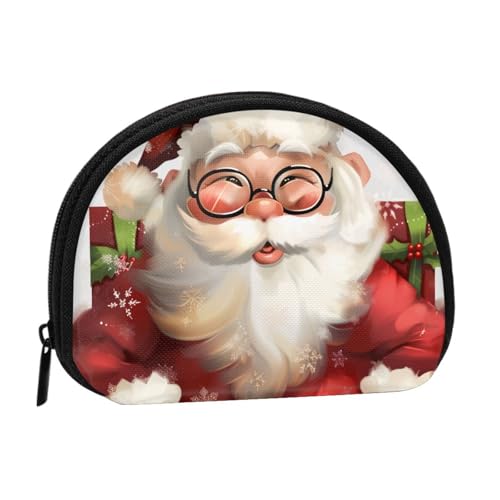 JKLQWC Niedliche Münzbörse mit Weihnachtsmann-Aufdruck für Damen, niedlich, kleine Kleingeldbörse, Mini-Münzgeldbörse, Beutel mit Reißverschluss, Schwarz , Einheitsgröße, Modern von JKLQWC