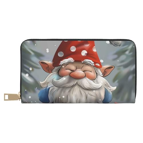 JKLQWC Niedliche Zwerg bedruckte lange Geldbörse für Damen und Herren, lustige PU-Leder-Geldbörse mit Münzgeldbörse und Kartenhalter, weiß, Einheitsgröße, Modern von JKLQWC