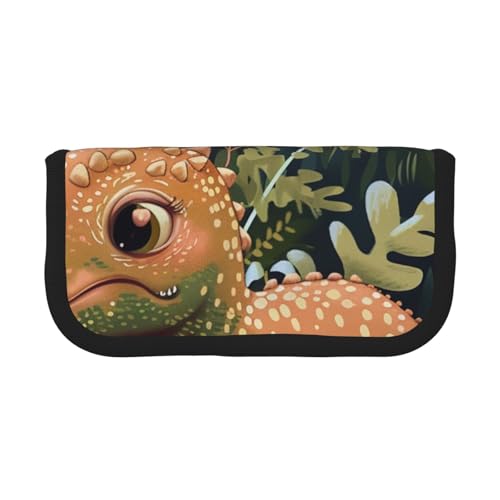 JKLQWC Niedliches Federmäppchen aus Segeltuch – Libellen-Drucke, Schreibwaren und Make-up-Tasche, große Kapazität, Kosmetiktasche für Reisen, Schule, Büro, Geschenke, Niedlicher Dinosaurier von JKLQWC