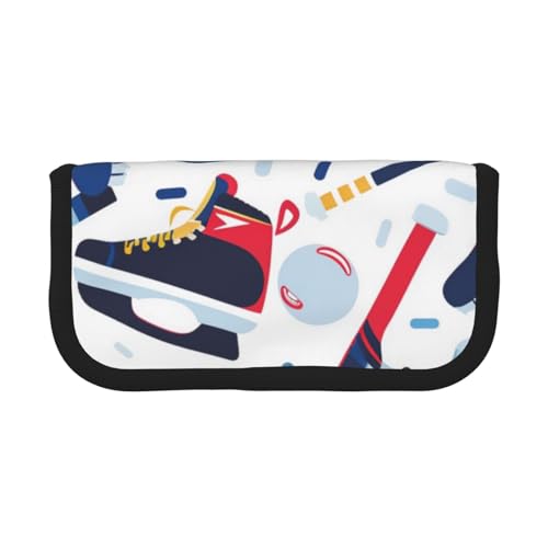 JKLQWC Niedliches Federmäppchen aus Segeltuch – Merry Christmas Kunstdrucke, Schreibwaren und Make-up-Tasche, große Kapazität, Kosmetiktasche für Reisen, Schule, Büro, Geschenke, Hockey Elements von JKLQWC