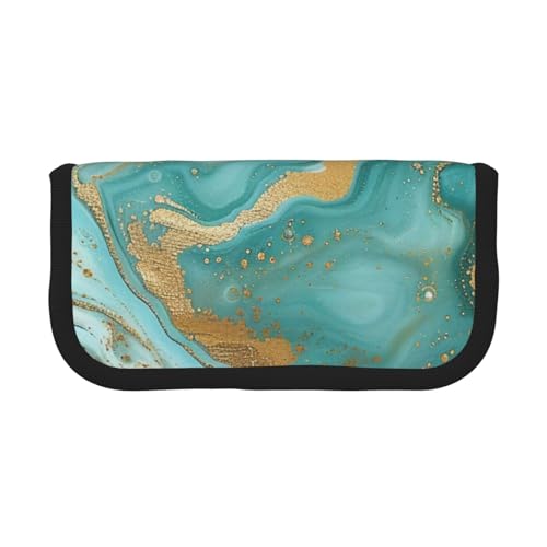 JKLQWC Niedliches Federmäppchen aus Segeltuch – Valentinstags-Drucke, Schreibwaren und Make-up-Tasche, Kosmetiktasche mit großer Kapazität für Reisen, Schule, Büro, Geschenke, Türkis Gold Marmor JKLQWC Niedliches Federmäppchen aus Segeltuch – Valentinstags-Drucke, Schreibwaren und Make-up-Tasche, Kosmetiktasche mit großer Kapazität für Reisen, Schule, Büro, Geschenke, Türkis Gold Marmor von JKLQWC