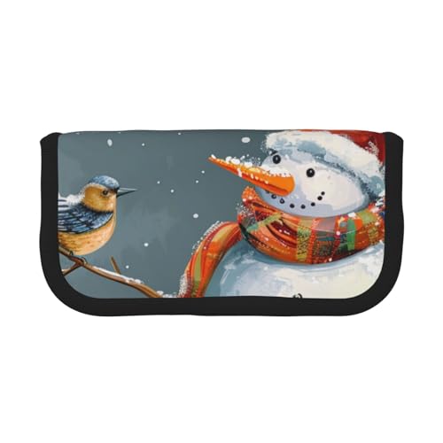 JKLQWC Niedliches Federmäppchen aus Segeltuch – niedliche Tier-Drucke, Schreibwaren und Make-up-Tasche, große Kapazität, Kosmetiktasche für Reisen, Schule, Büro, Geschenke, Frohe Weihnachten und von JKLQWC