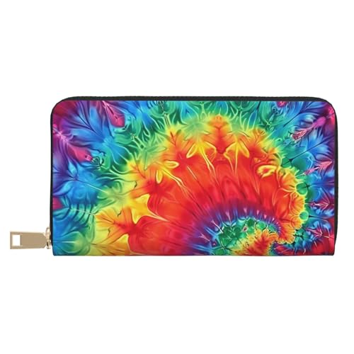 JKLQWC Rainbow Tie Dye-Red Printed Long Wallet for Women Men Stylish and Cute PU Leather Wallet with Coin Purse and Credit Card Holder, weiß, Einheitsgröße, Modern von JKLQWC