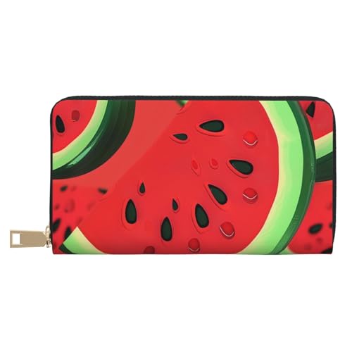JKLQWC Rote Wassermelone bedruckte lange Geldbörse für Damen und Herren, lustige PU-Leder-Geldbörse mit Münzgeldbörse und Kartenhalter, weiß, Einheitsgröße, Modern von JKLQWC