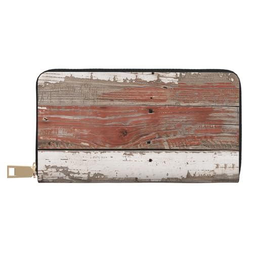 JKLQWC Rustikale Geldbörse aus altem Scheunenholz für Damen und Herren, stilvolle und niedliche Geldbörse aus PU-Leder mit Münzgeldbörse und Kreditkartenfach, weiß, Einheitsgröße, Modern von JKLQWC