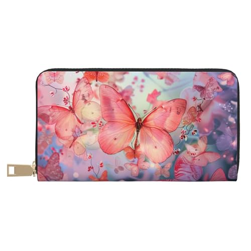 JKLQWC Schmetterling bedruckte lange Geldbörse für Damen Herren Lustige PU Leder Geldbörse mit Münzgeldbörse und Kartenhalter, weiß, Einheitsgröße, Modern von JKLQWC