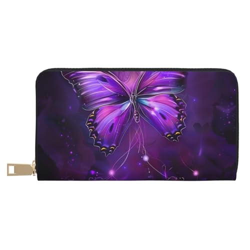 JKLQWC Schmetterling bedruckte lange Geldbörse für Damen Herren Lustige PU Leder Geldbörse mit Münzgeldbörse und Kartenhalter, weiß, Einheitsgröße, Modern von JKLQWC