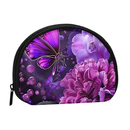 JKLQWC Schöne Geldbörse mit Schmetterlings-Blumenmuster, für Damen, niedlich, kleine Kleingeldbörse, Mini-Münzgeldbörse, Beutel mit Reißverschluss, Schwarz , Einheitsgröße, Modern von JKLQWC