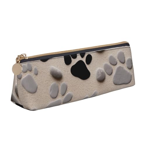 JKLQWC Schöne Unterwasserwelt Delfine Koralle bedrucktes Dreieck-Federmäppchen mit Reißverschluss – leichter Leder-Organizer für Schule, Büro, Reisen, Make-up, Tierpfotenabdrücke, Einheitsgröße von JKLQWC