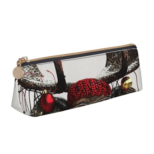 JKLQWC Schönes Federmäppchen mit Muscheln, bedruckt, dreieckig, mit Reißverschluss, leichter Leder-Organizer für Schule, Büro, Reisen, Make-up, Lustiger Weihnachts-Elch, Einheitsgröße, Schulranzen von JKLQWC