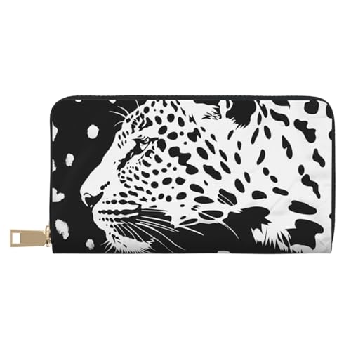 JKLQWC Schwarze Geldbörse mit Leopardenmuster für Damen und Herren, stilvolle und niedliche PU-Leder-Geldbörse mit Münzgeldbörse und Kreditkartenfach, weiß, Einheitsgröße, Modern von JKLQWC