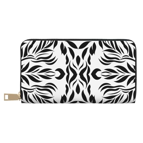 JKLQWC Schwarze und weiße gemusterte lange Geldbörse für Damen und Herren, lustige PU-Leder-Geldbörse mit Münzgeldbörse und Kartenhalter, weiß, Einheitsgröße, Modern von JKLQWC