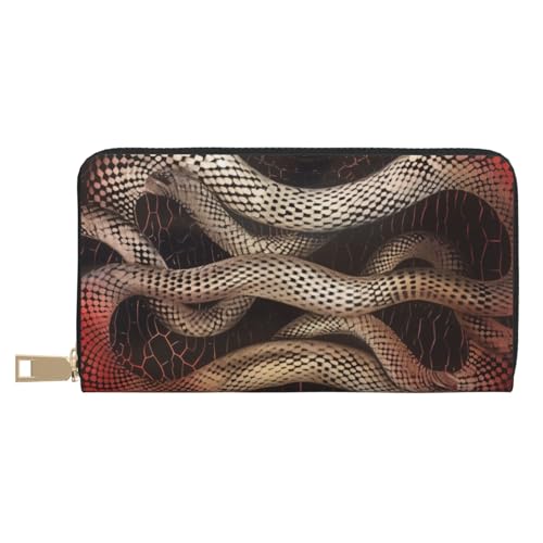 JKLQWC Serpentine bedruckte lange Geldbörse für Damen und Herren, stilvolle und niedliche PU-Leder-Geldbörse mit Münzgeldbörse und Kreditkartenfach, weiß, Einheitsgröße, Modern von JKLQWC