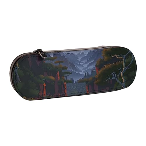 JKLQWC Shining Overlook Bedrucktes Federmäppchen, niedliches Federmäppchen, PU-Leder, Reißverschluss, Federmäppchen, Organizer für Büro, Schule, Reisen, Schwarz , Einheitsgröße, Schulranzen von JKLQWC