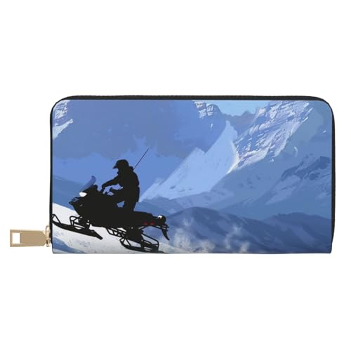 JKLQWC Snowmobile bedruckte lange Geldbörse für Damen und Herren, stilvolle und niedliche PU-Leder-Geldbörse mit Münzgeldbörse und Kreditkartenfach, weiß, Einheitsgröße, Modern von JKLQWC