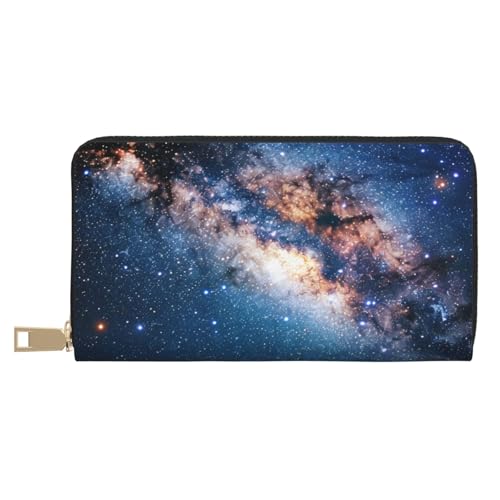 JKLQWC Starry Universe Space Printed Long Wallet for Women Men Funny PU Leather Wallet with Coin Purse and Card Holder, weiß, Einheitsgröße, Modern von JKLQWC