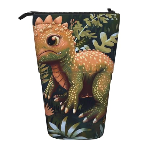 JKLQWC Stehendes Federmäppchen, einziehbar, niedlich, Libellen-Druck, Schreibwaren und Make-up-Tasche für Reisen, Schule, Büro, Geschenke, Niedlicher Dinosaurier, Einheitsgröße, Schulranzen von JKLQWC