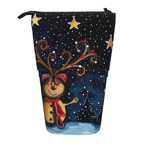 JKLQWC Stehendes Federmäppchen, einziehbar, niedlich, mit Sonnenblumenmuster, Schreibwaren und Make-up-Tasche für Reisen, Schule, Büro, Geschenke, Sternenhimmel Weihnachten, Einheitsgröße, Schulranzen von JKLQWC