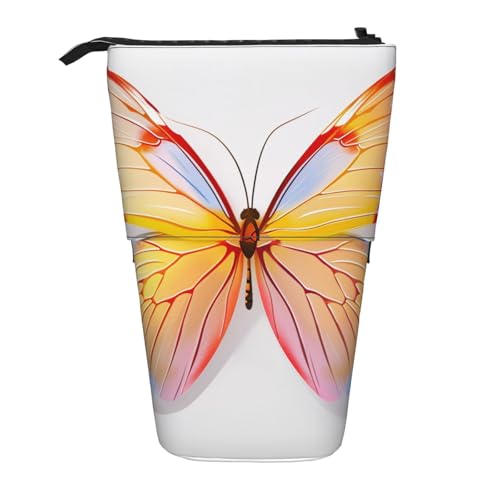 JKLQWC Stehendes Federmäppchen, einziehbar, niedlich, romantischer Lavendel-Druck, Schreibwaren und Make-up-Tasche für Reisen, Schule, Büro, Geschenke, Pretty Butterfly, Einheitsgröße, Schulranzen von JKLQWC