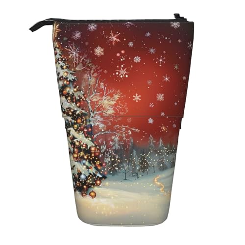 JKLQWC Stehendes Federmäppchen, einziehbar, niedlicher Tier-Fuchs-Blumendruck, Schreibwaren- und Make-up-Tasche für Reisen, Schule, Büro, Geschenke, Weihnachten, Einheitsgröße, Schulranzen von JKLQWC