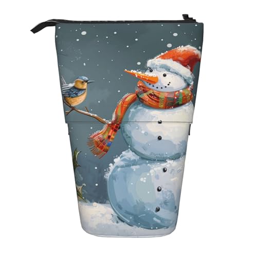 JKLQWC Stehendes Federmäppchen, einziehbar, niedliches Tiermotiv, Schreibwaren und Make-up-Tasche für Reisen, Schule, Büro, Geschenke, Frohe Weihnachten und Schnee, Einheitsgröße, Schulranzen von JKLQWC