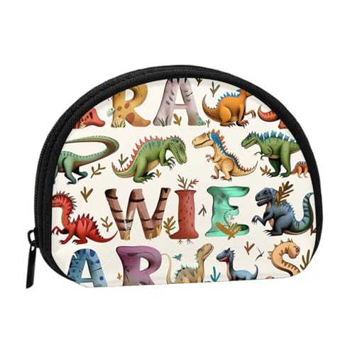 JKLQWC Stilvolle Münzbörse mit Dinosaurier-Motiv, für Damen, niedlich, kleine Kleingeldbörse mit Reißverschluss, Schwarz , Einheitsgröße, Modern von JKLQWC