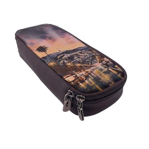 JKLQWC The Old Hollywood Prints Federmäppchen für Mädchen und Jungen, niedliches PU-Leder, Stiftebox, Tasche, Reißverschluss, Federmäppchen, Organizer für Büro, Schule, Schwarz , Einheitsgröße von JKLQWC