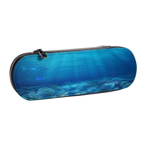 JKLQWC Unterwasser-Federmäppchen mit Meerblick, niedliches Federmäppchen, PU-Leder, Reißverschluss, Federmäppchen, Organizer für Büro, Schule, Reisen, Schwarz , Einheitsgröße, Schulranzen von JKLQWC