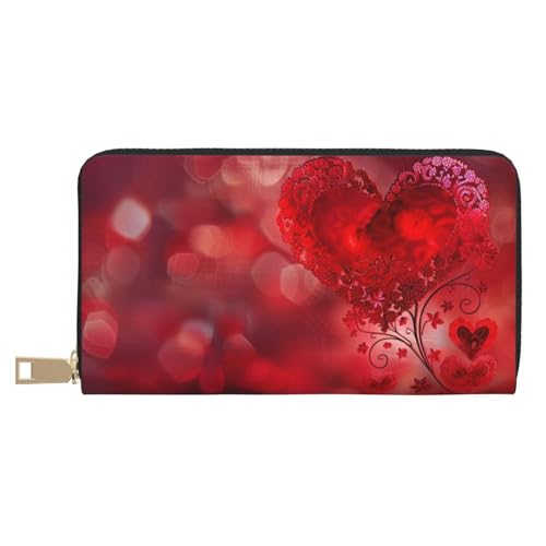 JKLQWC Valentinstag Blume Gedruckt Lange Geldbörse für Damen Herren Lustige PU Leder Geldbörse mit Münzgeldbörse und Kartenhalter, weiß, Einheitsgröße, Modern von JKLQWC