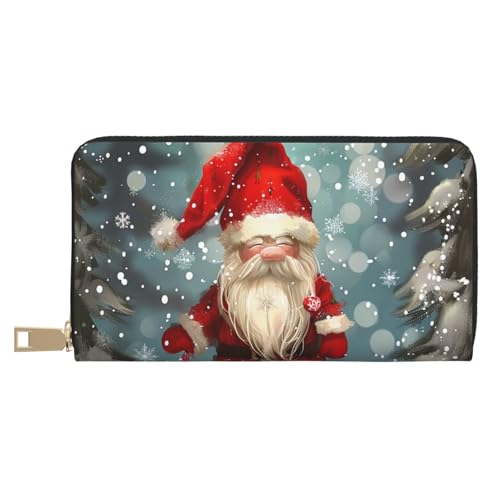 JKLQWC Weihnachten Traditioneller Zwerg 1 bedruckte lange Geldbörse für Damen Herren Lustige PU Leder Geldbörse mit Münzgeldbörse und Kartenhalter, weiß, Einheitsgröße, Modern von JKLQWC