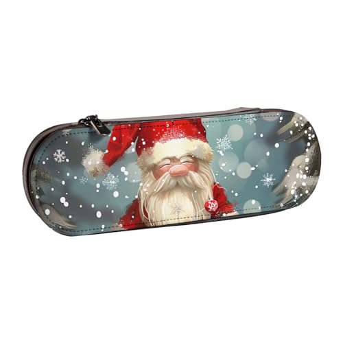 JKLQWC Weihnachtliches Federmäppchen mit traditionellem Zwerg, 1 bedrucktes Federmäppchen, niedliches Federmäppchen, PU-Leder, Reißverschluss, Federmäppchen, Organizer für Büro, Schule, Reisen von JKLQWC