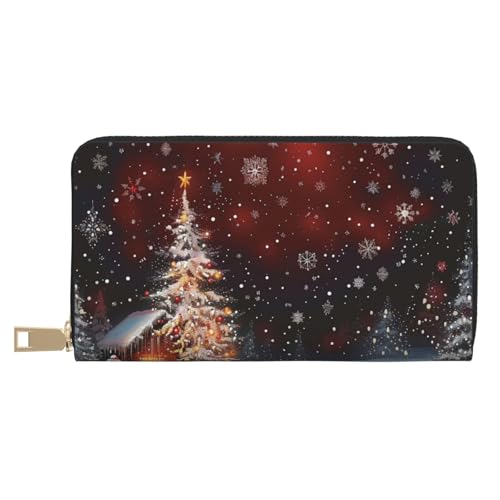 JKLQWC Weihnachts-bedruckte lange Geldbörse für Damen und Herren, lustige PU-Leder-Geldbörse mit Münzgeldbörse und Kartenhalter, weiß, Einheitsgröße, Modern von JKLQWC