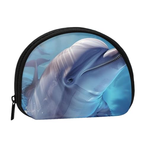 JKLQWC Winter The Dolphin Printed Coin Purse for Women Cute Small Change Wallet Mini Coin Purses Pouch with Zipper, Schwarz , Einheitsgröße, Modern von JKLQWC