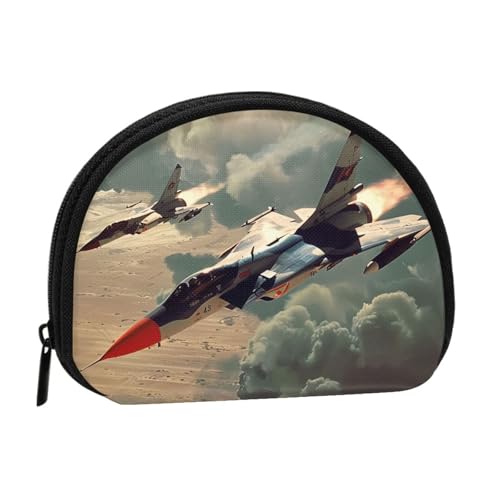 Jet Fighter bedruckte Münzbörse für Damen, niedlich, kleine Kleingeldbörse, Mini-Münzgeldbörse, Beutel mit Reißverschluss, Schwarz , Einheitsgröße, Münztasche von JKLQWC