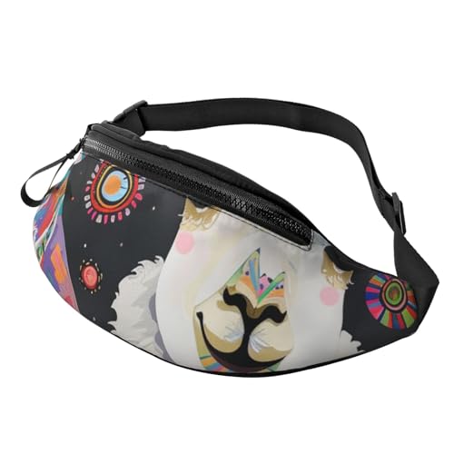 Lama Alpaka bedruckte Hüfttasche mit Kopfhöreranschluss, personalisierte Bauchtaschen, Unisex, Laufen, Wandern, Crossbody-Tasche für Männer und Frauen, Schwarz , Einheitsgröße, Sling Rucksäcke von JKLQWC