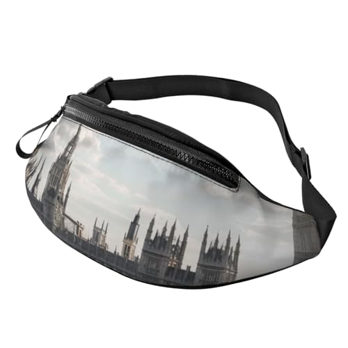 London bedruckte Hüfttasche mit Kopfhöreranschluss, personalisierte Bauchtaschen, Uni, Laufen, Wandern, Crossbody-Tasche für Männer und Frauen, Schwarz , Einheitsgröße von JKLQWC