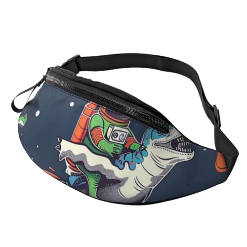 Lustige Hüfttasche mit niedlichem Dinosaurier-Raketen-Druck, mit Kopfhöreranschluss, personalisierte Bauchtasche, Uni, Laufen, Wandern, Crossbody-Tasche für Männer und Frauen, Schwarz von JKLQWC