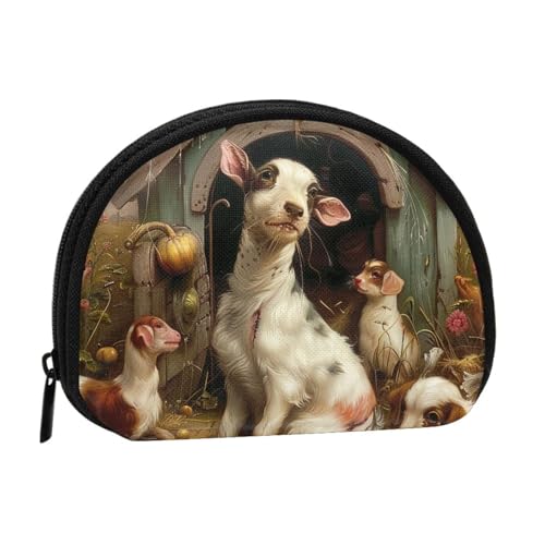 Münzbörse mit Bauernhoftier-Motiv, für Damen, niedlich, klein, Kleingeldbörse, Mini-Münzgeldbeutel, Beutel mit Reißverschluss, Schwarz , Einheitsgröße, Münztasche von JKLQWC