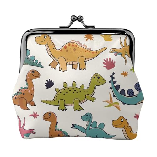 Münzbörse mit Dinosaurier-Muster für Damen, niedliches PU-Leder, Münzgeldbörse, Mini-Münzgeldbörse mit Kuss-Lock, Schwarz , Einheitsgröße, Modern von JKLQWC