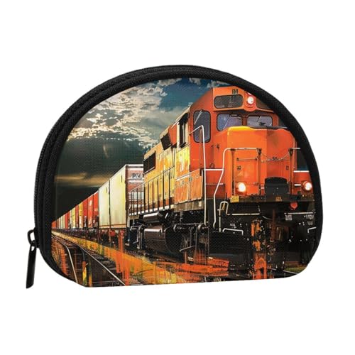 Münzbörse mit Güterzug für Damen, niedlich, kleine Kleingeldbörse, Mini-Münzgeldbörse, Beutel mit Reißverschluss, Schwarz , Einheitsgröße, Münztasche von JKLQWC