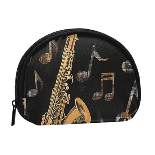 Münzbörse mit Musiknoten und Drillings-Aufdruck für Damen, niedlich, kleine Kleingeldbörse mit Reißverschluss, Schwarz , Einheitsgröße, Münztasche von JKLQWC