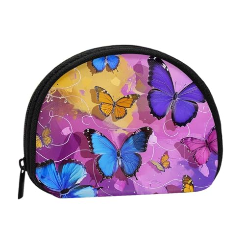Münzbörse mit Schmetterlings-Motiv, für Damen, niedlich, klein, Kleingeldbörse mit Reißverschluss, Schwarz , Einheitsgröße, Münztasche von JKLQWC