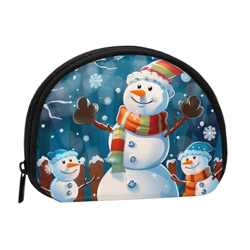 Münzbörse mit Schneemann-Motiv, für Damen, niedlich, klein, Kleingeldbörse, Mini-Münzgeldbeutel mit Reißverschluss, Schwarz , Einheitsgröße, Münztasche von JKLQWC