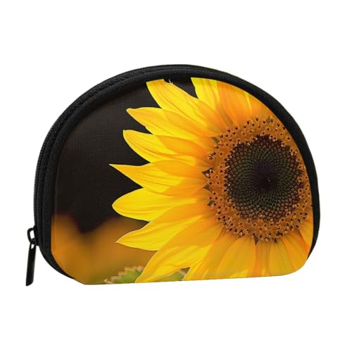 Münzbörse mit Sonnenblumen-Motiv, für Damen, niedlich, kleine Kleingeldbörse mit Reißverschluss, Schwarz , Einheitsgröße, Münztasche von JKLQWC